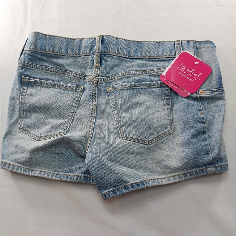Isabel Maternity by Ingrid & Isabel Light Wash Midi Denim Shorts Size 2 NWT - Picture 6 of 15